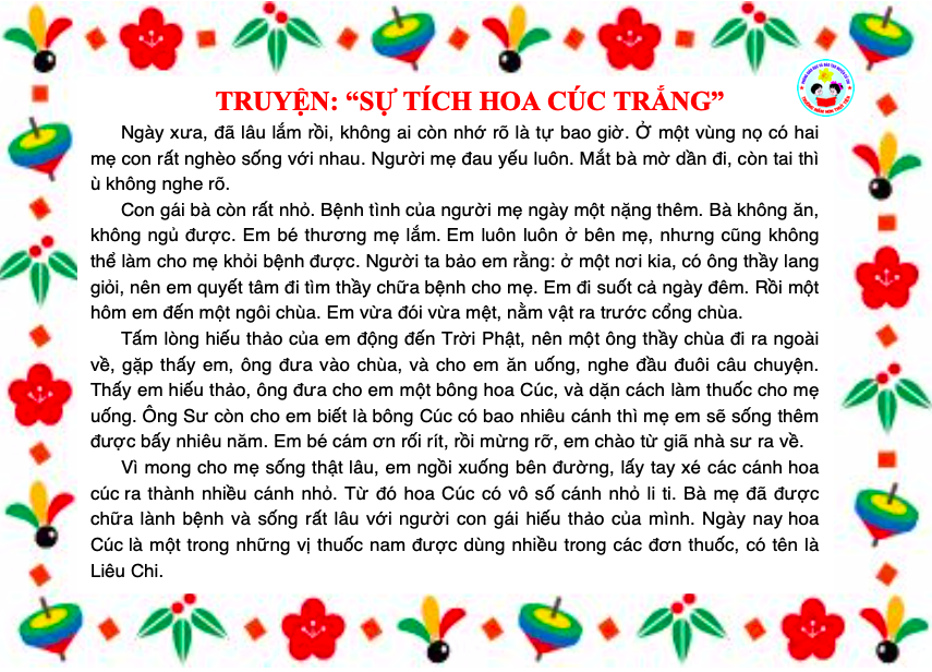Truyện: Sự tích hoa cúc trắng | Mầm non Thủy Tiên