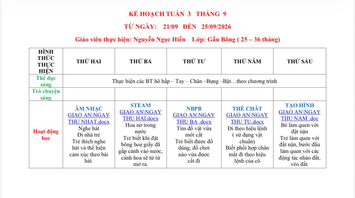 Kế hoạch Tuần 3 Tháng 9 Năm 2026 — ảnh 2/6